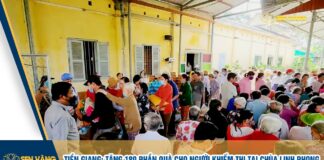 TIỀN GIANG: TẶNG 180 PHẦN QUÀ CHO NGƯỜI KHIẾM THỊ TẠI CHÙA LINH PHONG