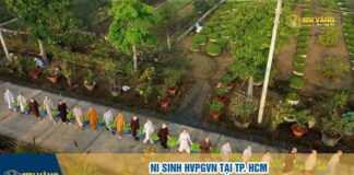 HÌNH ẢNH NI SINH HVPGVN TẠI TP. HCM THU HOẠCH RAU THỦY CANH TẠI CHÙA THANH TÂM